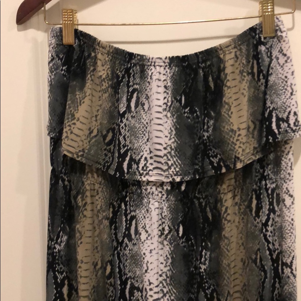 Abria Strapless snakeprint Jersey maxi dress